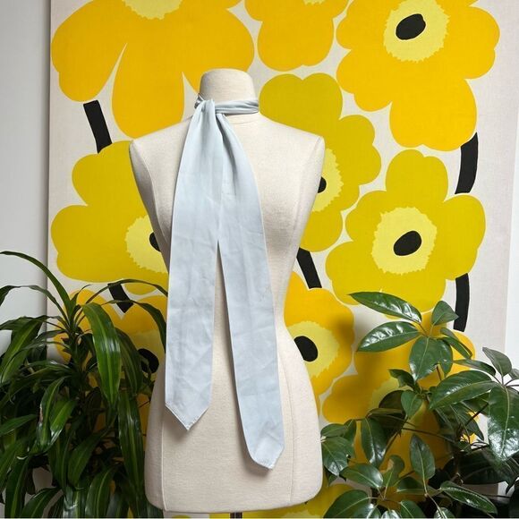Vintage MCM 50s 60s Pale Gray Stone Thin Pussybow Ascot Scarf or Tie Waist Belt - Picture 5 of 8